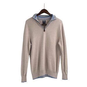 Tailorbyrd Mens Medium Quarter-Zip Pullover Sweater Beige Neutral Classic Preppy